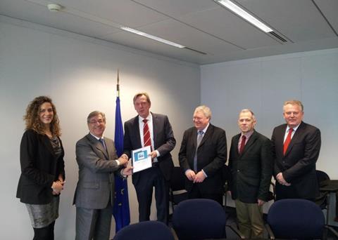 Left to right: Aurora Vicente (AIPCE-CEP Secretary General), Commissioner Vella, Guus Pastoor (AIPCE President), Andrew. Kuyk (AIPCE Vice-President), Pierre Commere (AIPCE Vice-President), Peter Bamberger (CEP President).