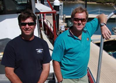 Robe-based skippers Jason Petit and Malcolm Parish aboard the Ester J, a shark-gillnet boat now sporting a new high-tech electronic monitoring system