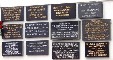 Fishermen’s Wall of Remembrance at the Plymouth Barbican