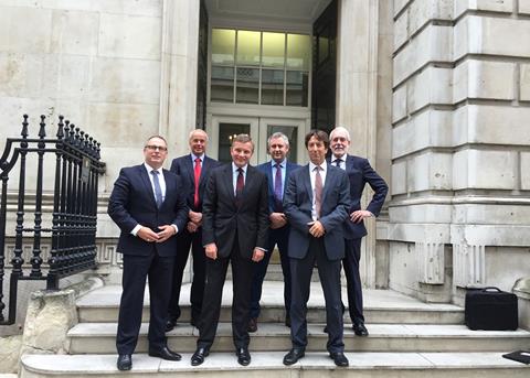 L-R: Mike Park (Scottish White Fish Producers’ Association), Ian Gatt (Scottish Pelagic Fishermen’s Association), Rt Hon David Jones MP (Minister of State for Brexit), John Anderson (Scottish Fishermen’s Organisation), Simon Collins (Shetland Fi...
