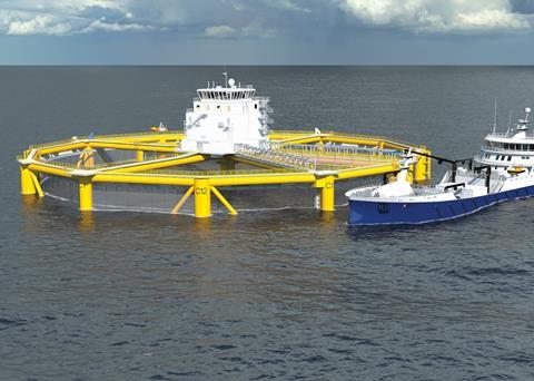 The structure combines living accommodation for the crew with ships supplying feed and other requirements