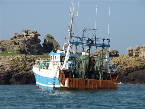 Cap Lizard aground on Burhou. Credit: Nigel Shaw