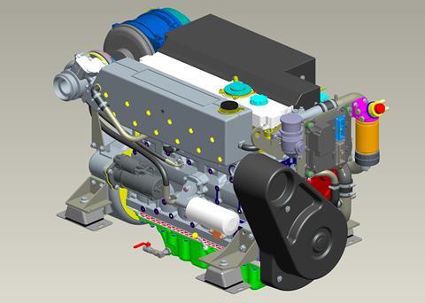 The new 300hp six-cylinder, 6.6l Perkins M300C