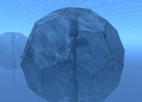 Hawaii Oceanic Technology Inc. has recently announced that it intends to deploy a huge automated spherical fish cage, the Oceansphere™. Credit: Hawaii Oceanic Technology Inc