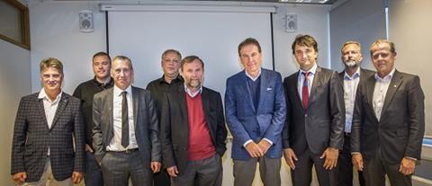After signing the contracts. From left: Torfi Þorsteinsson, Department Manager Groundfish; Loftur B. Gíslason, Fresh Fish Trawlers Manager; Vilhjálmur Vilhjálmsson, Chief Executive Officer; Alfreð Tulinius, Nautic ehf.; Kristján Loftsson, Chairm...