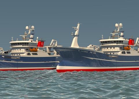 Illustration of the two new fishing vessels for the Scotland based fishing company Lunar Fishing, which will feature Wärtsilä’s main propulsion and control equipment