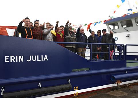Staff from Ardmaleish celebrate the completion of their latest project with Iain MacIntyre, Production Manager of The Scottish Salmon Company (fourth from right). Credit: Ian Giles