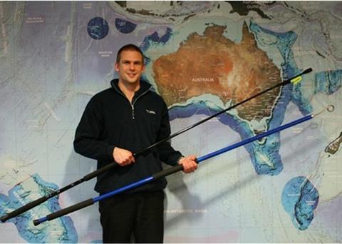 AFMA Senior Management Officer David Power displays the line cutter and de-hooker that will be handed out to operators during port visits in the Eastern Tuna and Billfish Fishery