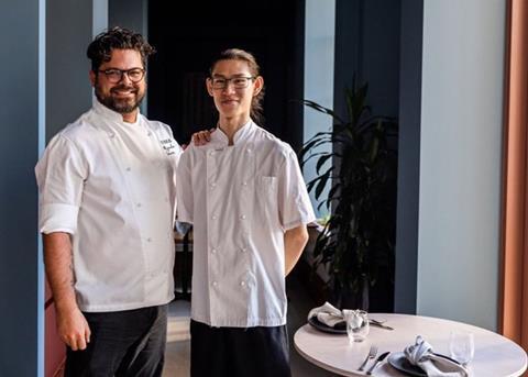 Apprentice and winner of WA Seafood Apprentice Jiann Woei Yeo with head chef Alejandro Saravia Photo: WAFIC