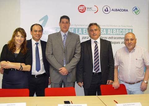 Albacora, the UGT and the ITF have signed the first collective agreement covering non-European Union nationals employed on Albacora’s boats
