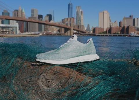 adidas has created a world first with a shoe upper made entirely of recycled ocean plastic and gillnets