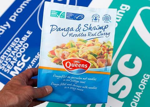 Queens Panga & Shrimp Noodles Red Curry is the first product to carry both the ASC and MSC logos © Nils van Houts/ASC