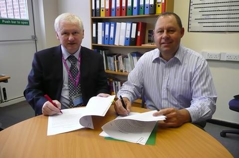 Mike Dillon, vice-principal of research and expertise at Grimsby Institute, left and Jon Trembley, technology manager for cryogenic applications at Air Products, right
