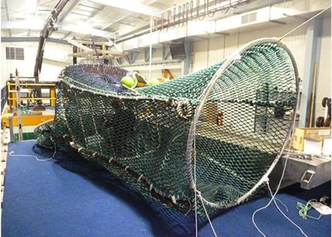 The new seal excluder device, ready to be tested in the flume tank