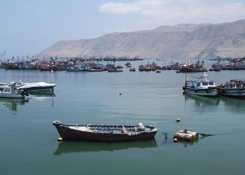 The fishing harbor of Iquique in northern Chile. Credit: Redfive/CC-BY-SA-3.0