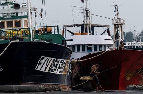 Fishing boats docked in General Santos City Port Complex in the Philippines