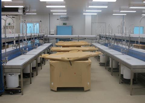 The Pearl Fisheries factory in Shehr Yemen, showing the manual filleting line from Cretel