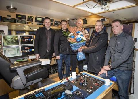 Garðar Svavarsson, Jón Atli Gunnarsson, Gísli Garðarsson, Vilhjálmur Vilhjálmsson and Guðni Guðnason. Photo: HB Grandi/Kristján Maack