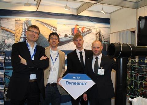 L-R: Bart Rooijmans, DSM Dyneema account manager; Bart Tacken, DSM Dyneema application development engineer; Ryan Poulsen, Hvalpsund sales director; and Casper Peterson, Hvalpsund key account manager