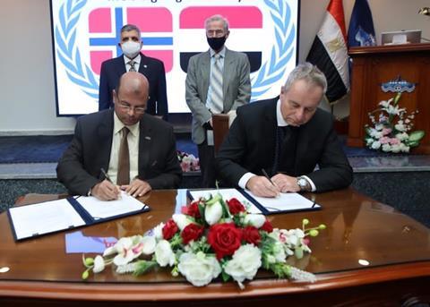 Sterner and members of the Egyptian authorities signing the deal for a new aquaculture centre Photo: Sterner