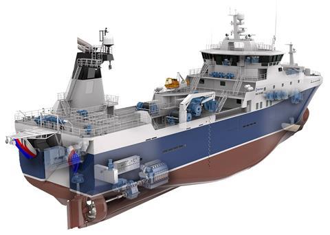 When completed, the ICE 1A classed vessel will be 80 metres long and equipped with a range of Rolls-Royce equipment Photo: Rolls-Royce