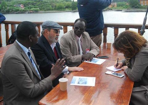 FAO’s Director-General in discussions with ministerial delegations on a boat trip around Oslo Photo: ©FAO/Hempel